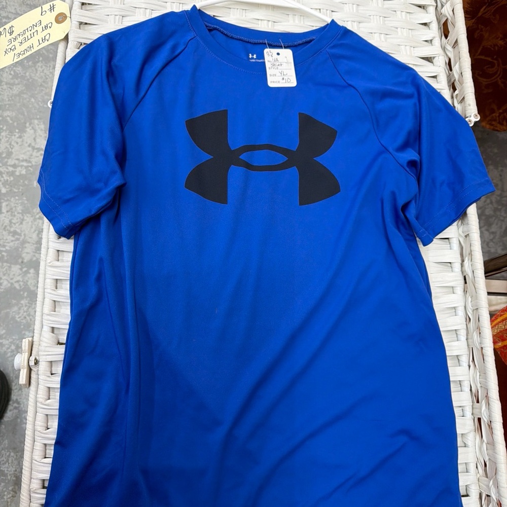 Under Armour Youth LG Short Sleeve T-shirt Blue Heatgear